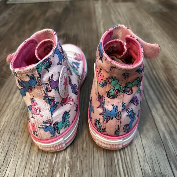 Converse Youth Size 3 A01673F HI Pink Unicorn High Top Sneakers Chuck Taylors - Picture 3 of 5